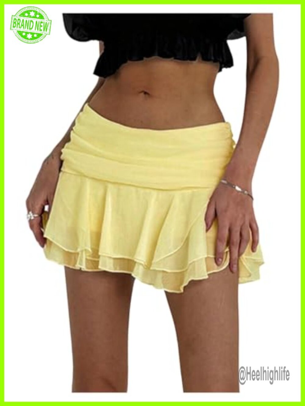 Women's Mini Skirt Tiered Layer Ruffle Flared Rave Party Skirt